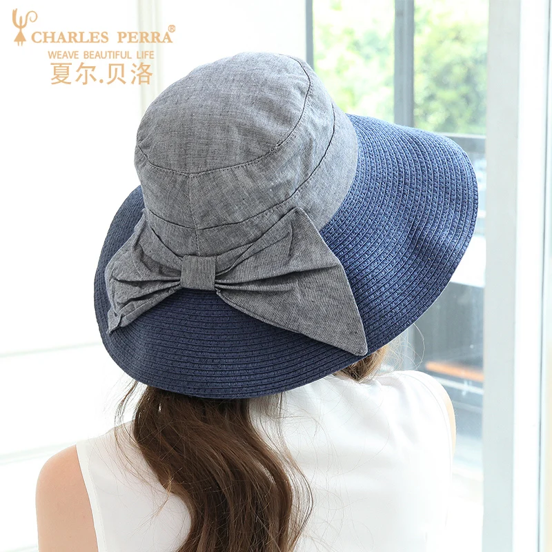 Шляпа женская Соломенная с защитой от УФ-лучей и бантом | Аксессуары для одежды