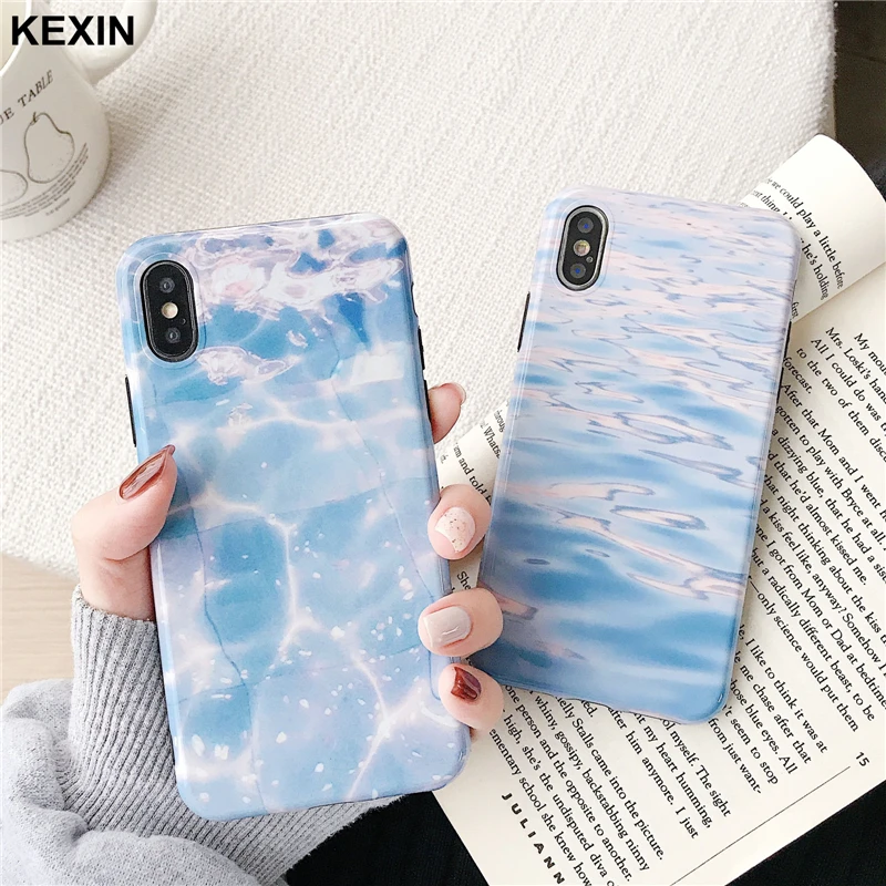 Kexin Phone Case Lack Water Ripple Pattern Soft IMD For iPhone XS Max iphone XR X 7 6S 6 8 Plus Back Cover New |