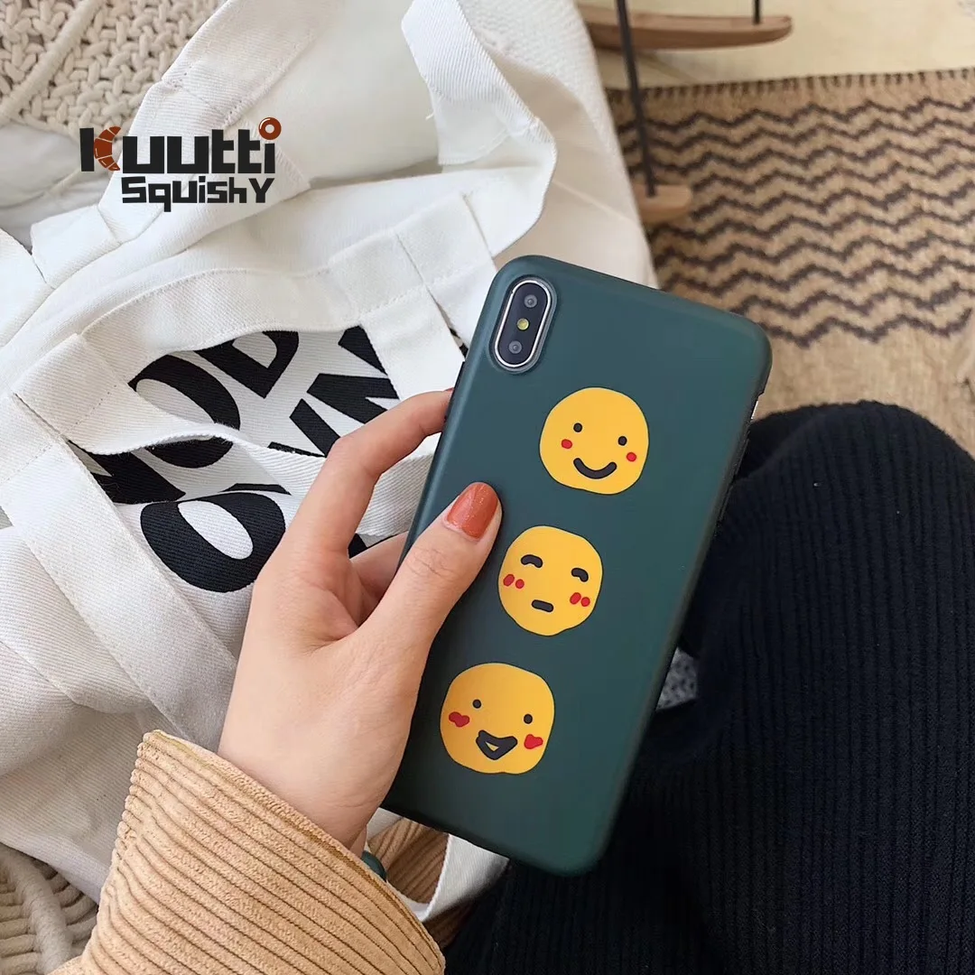 Kuutti Squishy Cute Funny Breif Green Emoji Face Boys Girls Women Summer Phone Case for iPhone 6 6s 7 8 Plus X XR XS Max Covers |