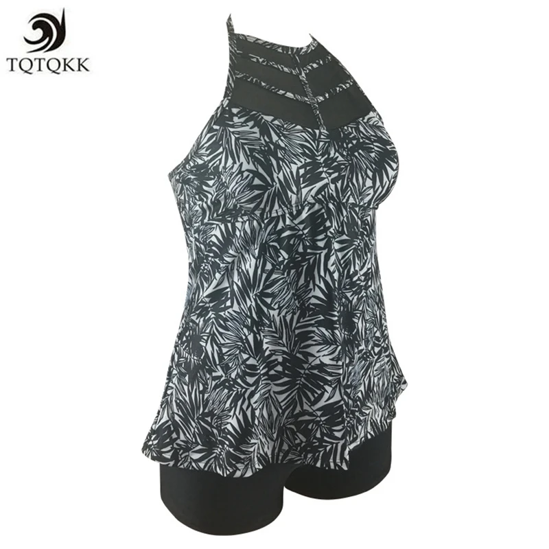 2019 принт сетки плюс размер купальники танкини купальник Женские шорты платье из