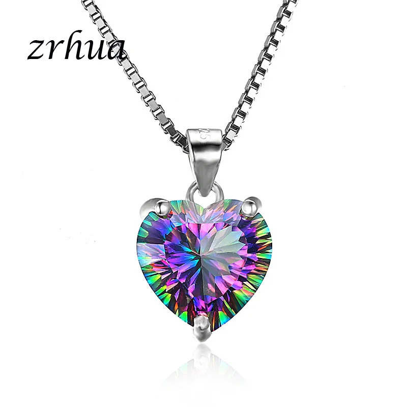 Женское ожерелье из серебра 925 пробы с радужным кристаллом | Украшения и