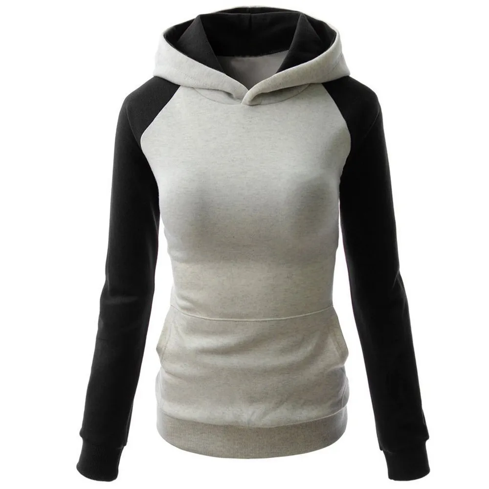 Женская толстовка с длинным рукавом цветная Повседневная Толстовка С Карманами