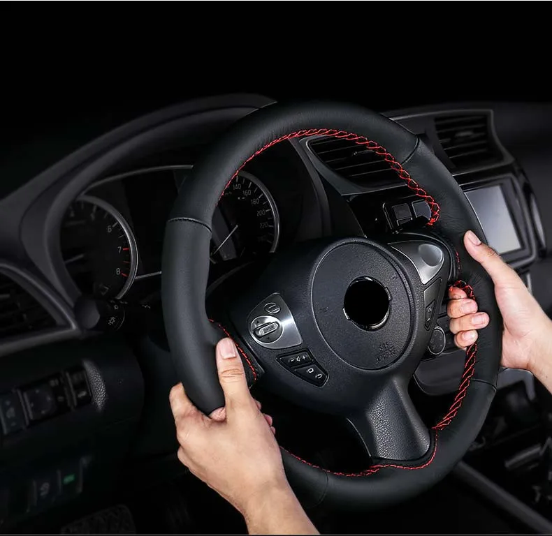 Для Nissan Sentra 2013- крышка рулевого колеса Модификация Специальный первый слой кожа ручная швейная ручка рулевого колеса