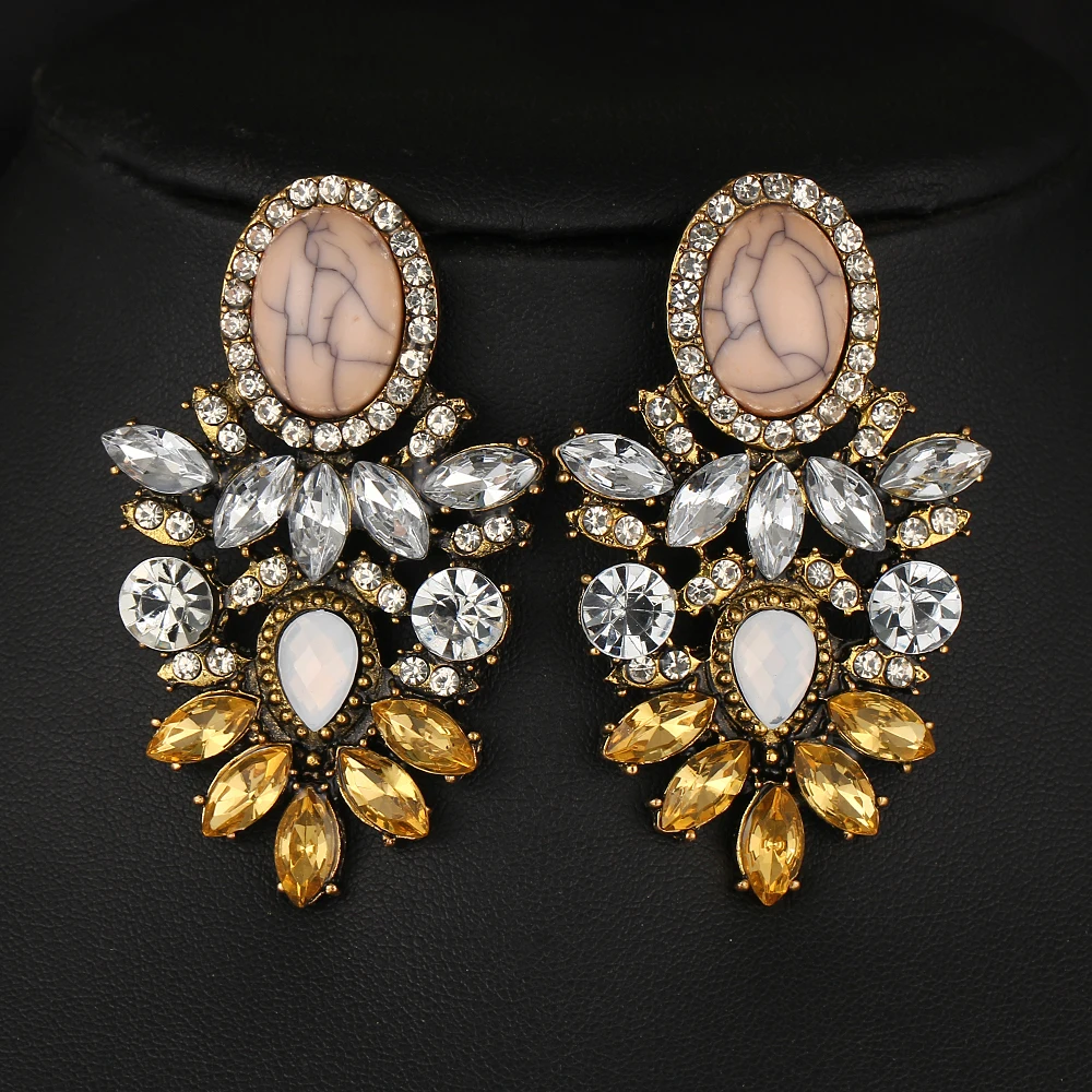 Женские винтажные серьги капли с большими кристаллами и цветком 17 км 2020 новые