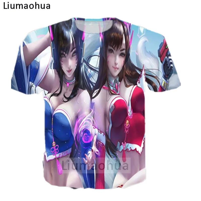 Бренд Liumaohua персонажи игр Overwatch D. Va и League of Legends Ahri сексуальные футболки с 3D принтом