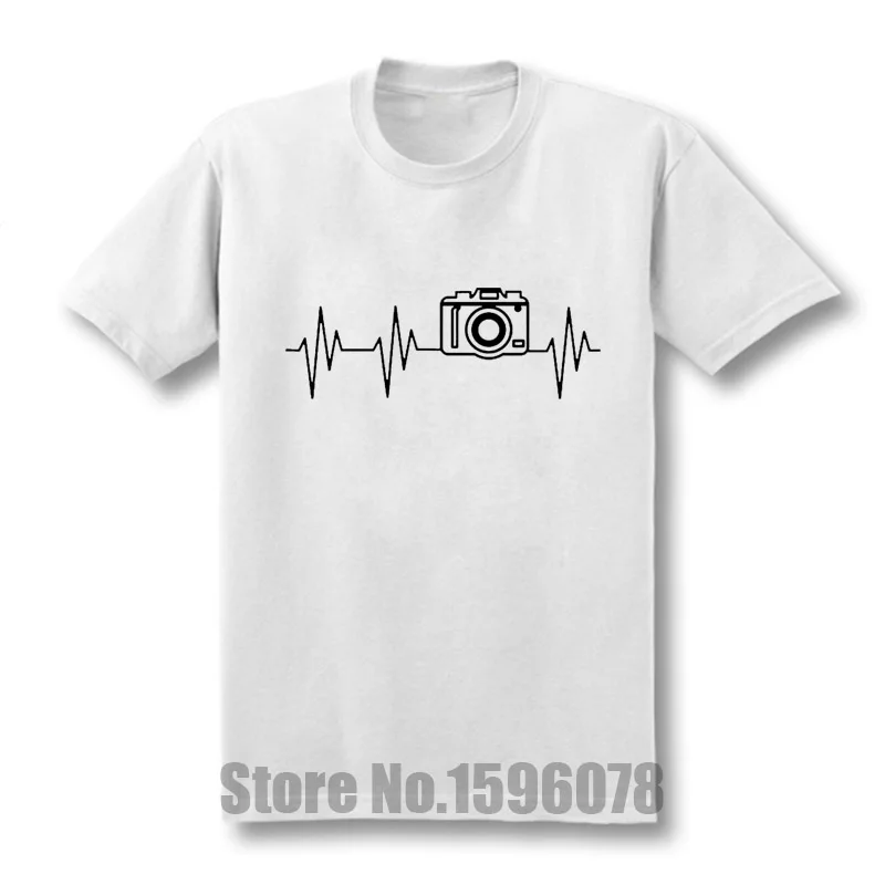 2016 New photographer heartbeat photo T-shirts Cotton Short Sleeve Summer T Shirts Hip Hop free shipping | Мужская одежда