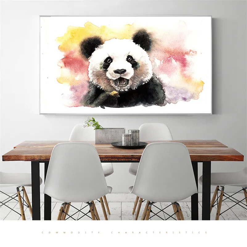 

Abstract Art Panda night Eat Forest Vintage Painting Canvas Pictures for Living Room Wall Decor Poster cuadros decoration