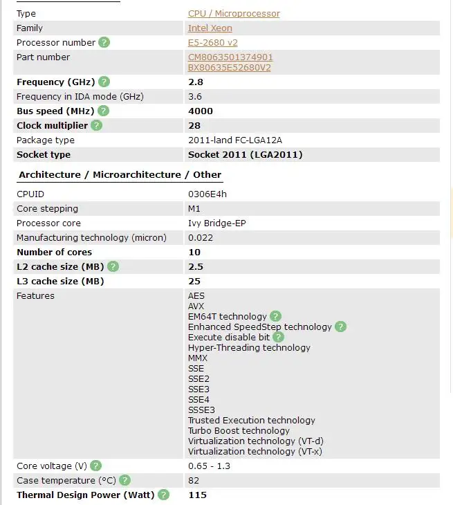 Процессор Intel Xeon E5 2680 V2 процессор 2,8 LGA 2011 SR1A6 десять ядер процессора сервера e5-2680 V2 E5-2680V2 10 Core 2,80 ГГц 25 м 115W