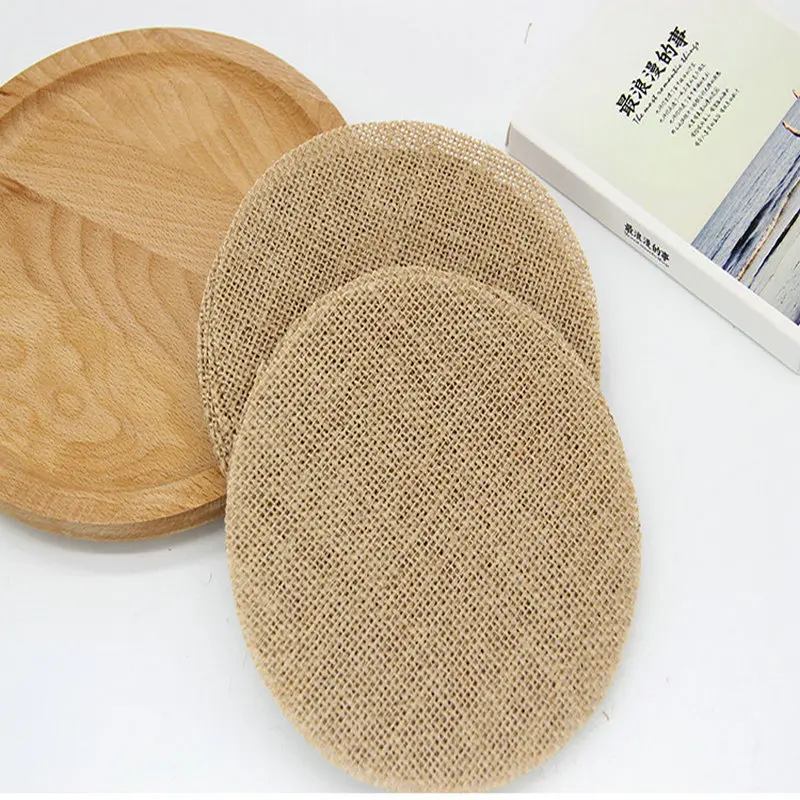 

15cm round Christmas Wedding Party jute Natural tablemat hessian burlap vintage handmade accessory print diy decoration