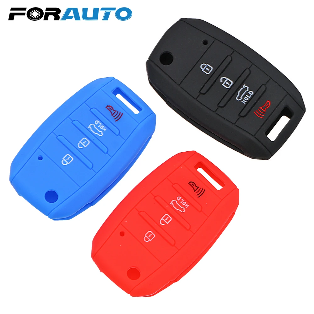 FORAUTO автомобильный брелок 4 кнопки силиконовый чехол для ключей от машины KIA rio