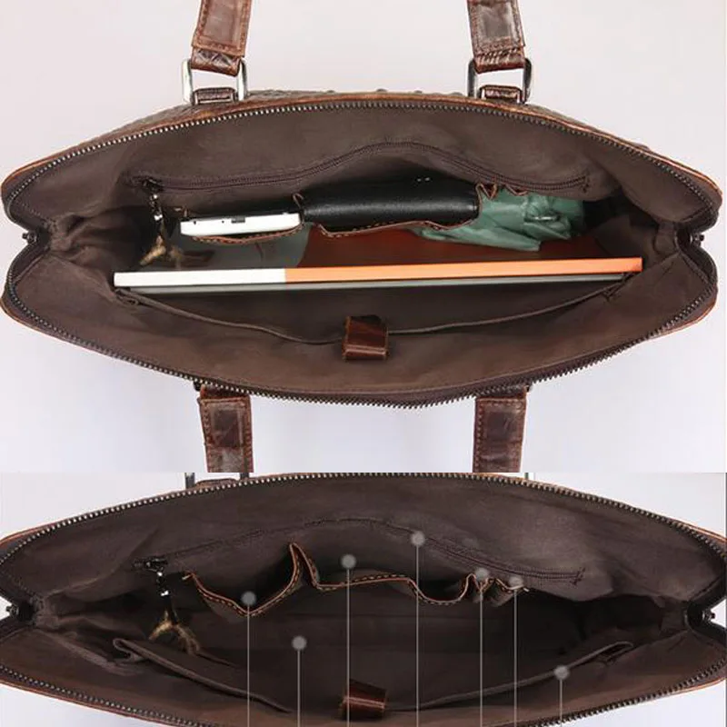 

Men Shoulder Bags 100% Genuine Leather Messenger Bags Fashion Laptop Briefcase Crocodile Pattern High Quality Tote Handbags