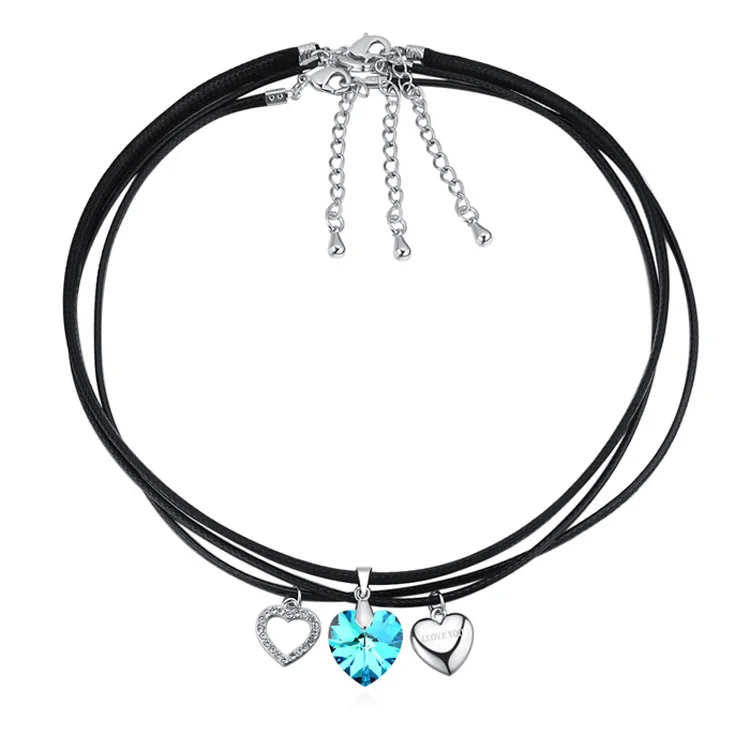 3 шт. кристаллами от Сваровски Сердце колье в винтажном стиле Rope Chain ювелирные
