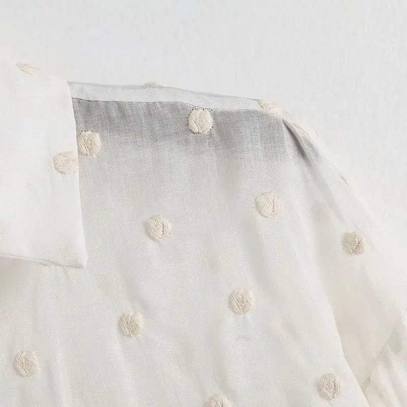 Модные женские блузки в горошек с вышивкой европейском и американском стиле