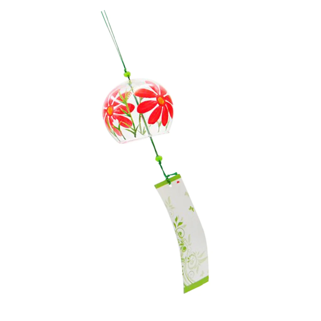 Japanese Culuture Glass Bells Furin Wind Chimes Home Hanging Decor Daisy