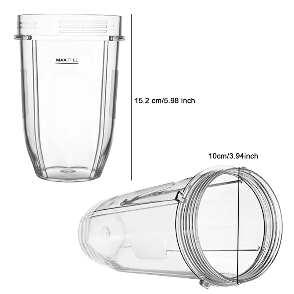 Behogar 18oz Transparent Plastic Replacement Cup Part Accessories for Nutri Ninja 900W 1000W Blender Juicer |