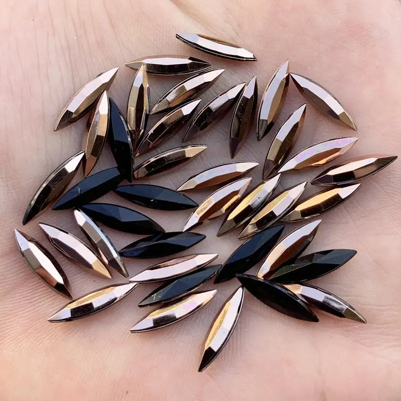 DIY 750pcs/lot Crystal AB Resin Rhinestone Cabochon Acryl Stone Wedding Decoration Crafts 4*15mm -E8910*5 | Дом и сад
