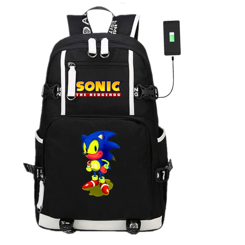 KH307 Аниме игра Соник Ежик USB рюкзак косплей черный унисекс подростков дорожная сумка для ноутбука через плечо школьные сумки подарок - Цвет: KH307