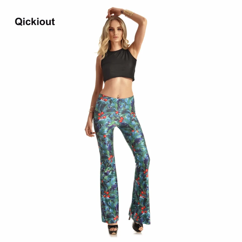 Женские брюки с цифровой печатью Qickitout модные трендовые длинные принтом вишни