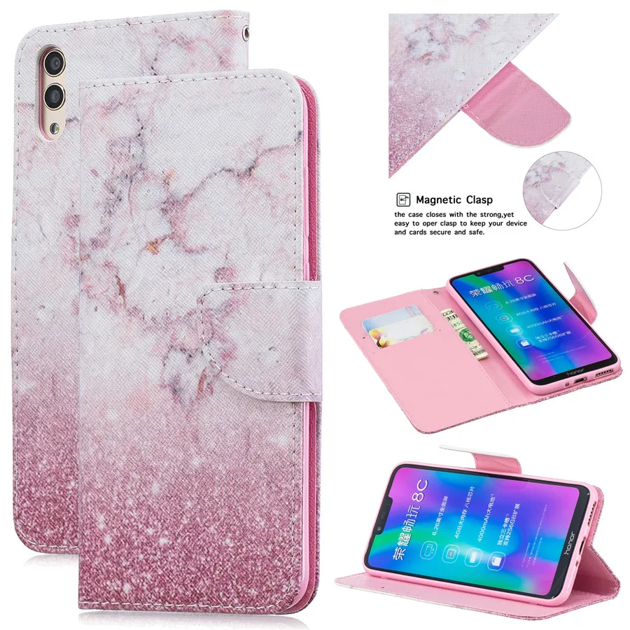 Кожаный чехол для huawei Honor 8C, чехол для huawei Honor 8C, чехлы для huawei Honor 8C, модный флип-кошелек, подставка, чехол для телефона s