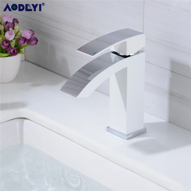 AODEYI белый + хромированный смеситель для ванной комнаты кран из твердой латуни