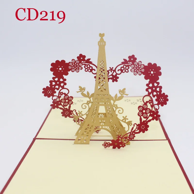 1 шт. 3D всплывающие поздравительные карты с конвертом лазерная нарезка открытка