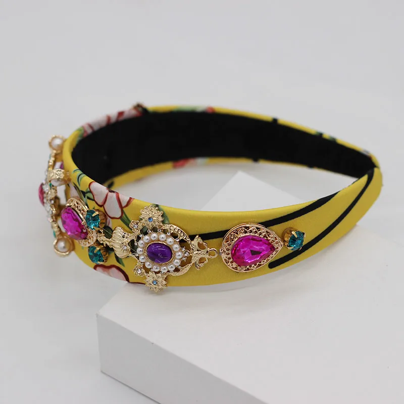 Baroque heavy fabric fabric color particles rhinestones stars pearl fashion dance catwalk street travel tourism headband 957