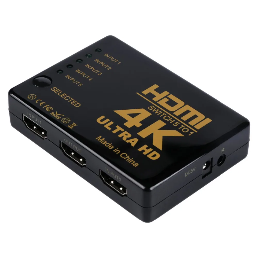 Мини коммутатор 3D 1080p с 5 портами 4K HDMI разветвитель + ИК пульт ДУ для HDTV поддержка 12