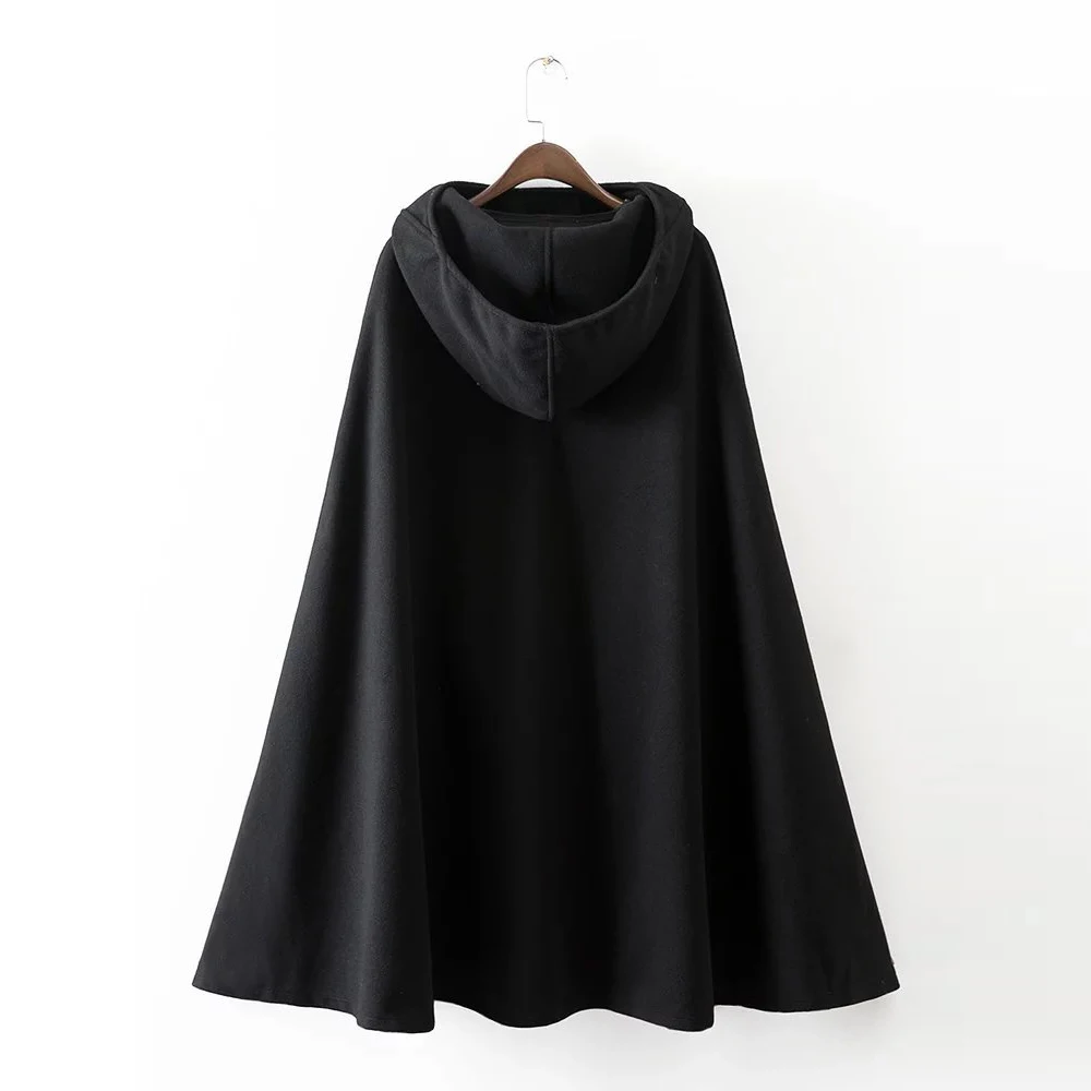 TEXIWAS модная зимняя куртка с капюшоном и накидка пончо рукав летучая мышь Длинные