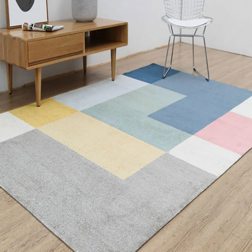 Simple style plaid thicken machine weaved bedside rug living room coffee table carpet big size Nordic decoration ground mat | Дом и сад
