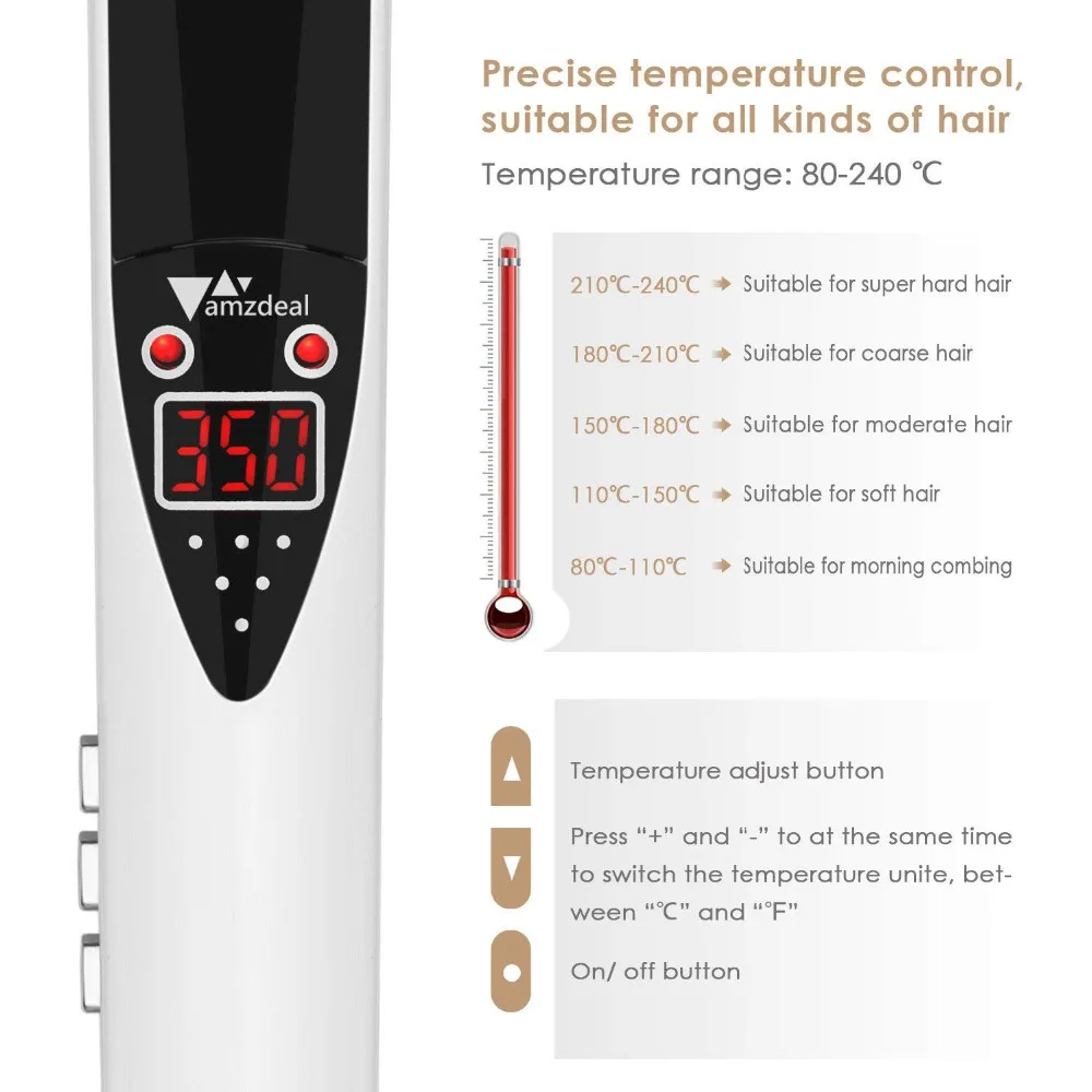 Выпрямитель для волос 470 ℉ Титановая пластина Flat Iron 240г. ℃ Высокотемпературные