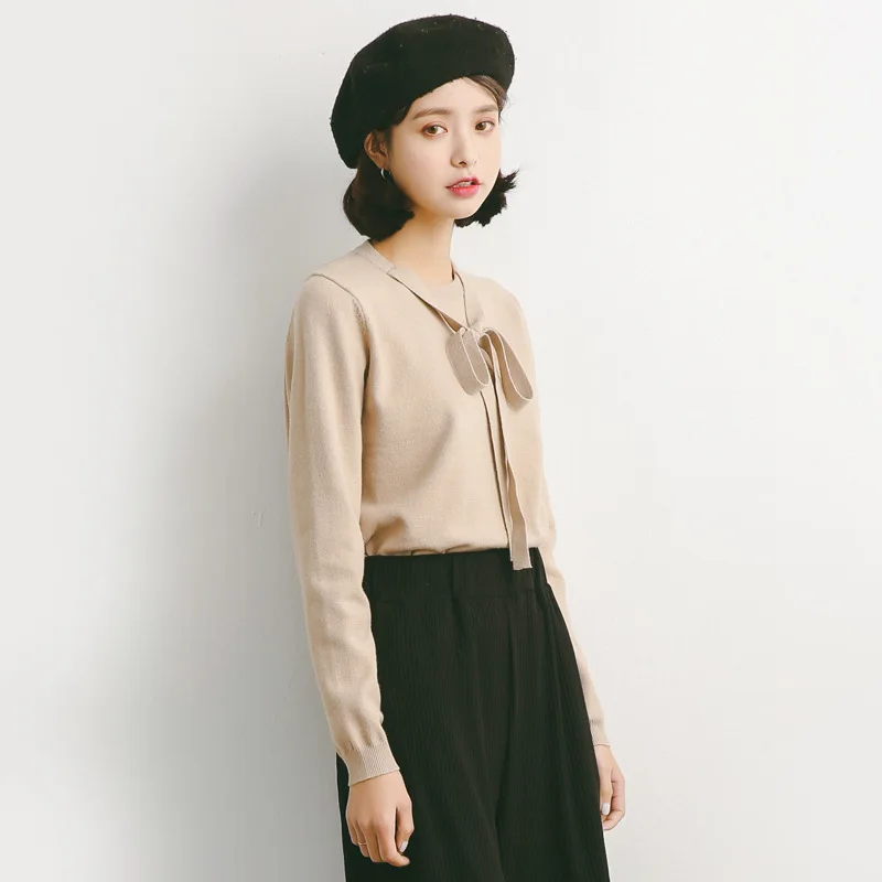 2017 Женский пуловер свитер Свободный шнурок базовый женский A928 | Женская одежда