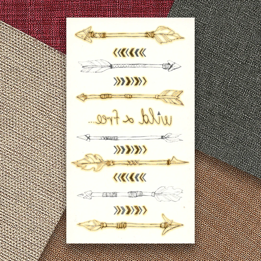 Стрелка временные фальшивые татуировки металлик золотого и серебряного цвета