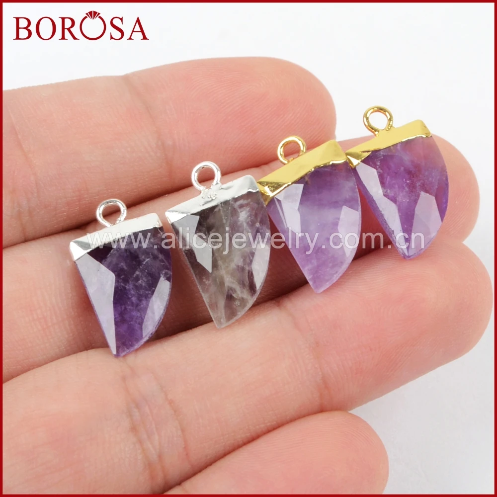 Распродажа BOROSA 10 шт. серебряный цвет чистый 100% натуральный фиолетовый кристалл