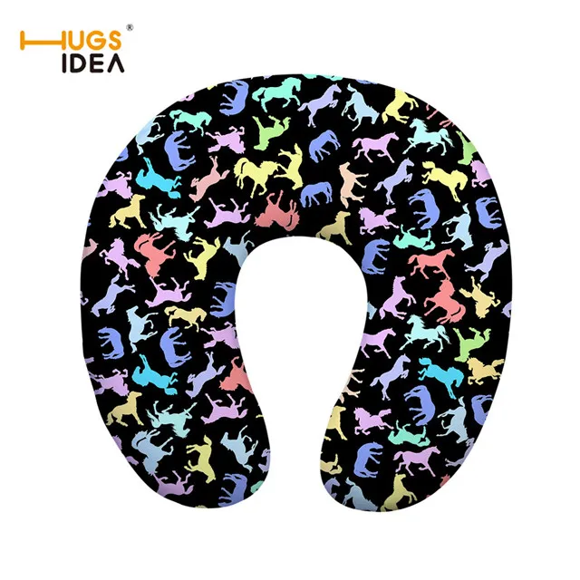 CC3466CT HUGSIDEA мультфильм лошадь шаблон памяти u-образная подушка шеи подушки для путешествий самолет офис легкие надувные подушки - Цвет: CC3466CT