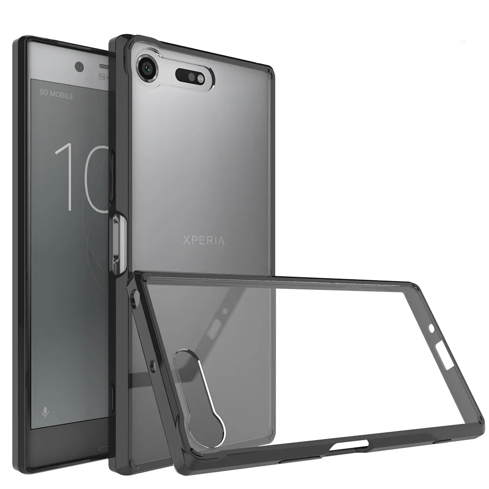 Для SONY Xperia XZ Premium чехол XZ2 2 Чехол ударопрочный кристально прозрачный Твердый чехол на заднюю панель телефона прозрачный тонкий Чехол - Цвет: Black