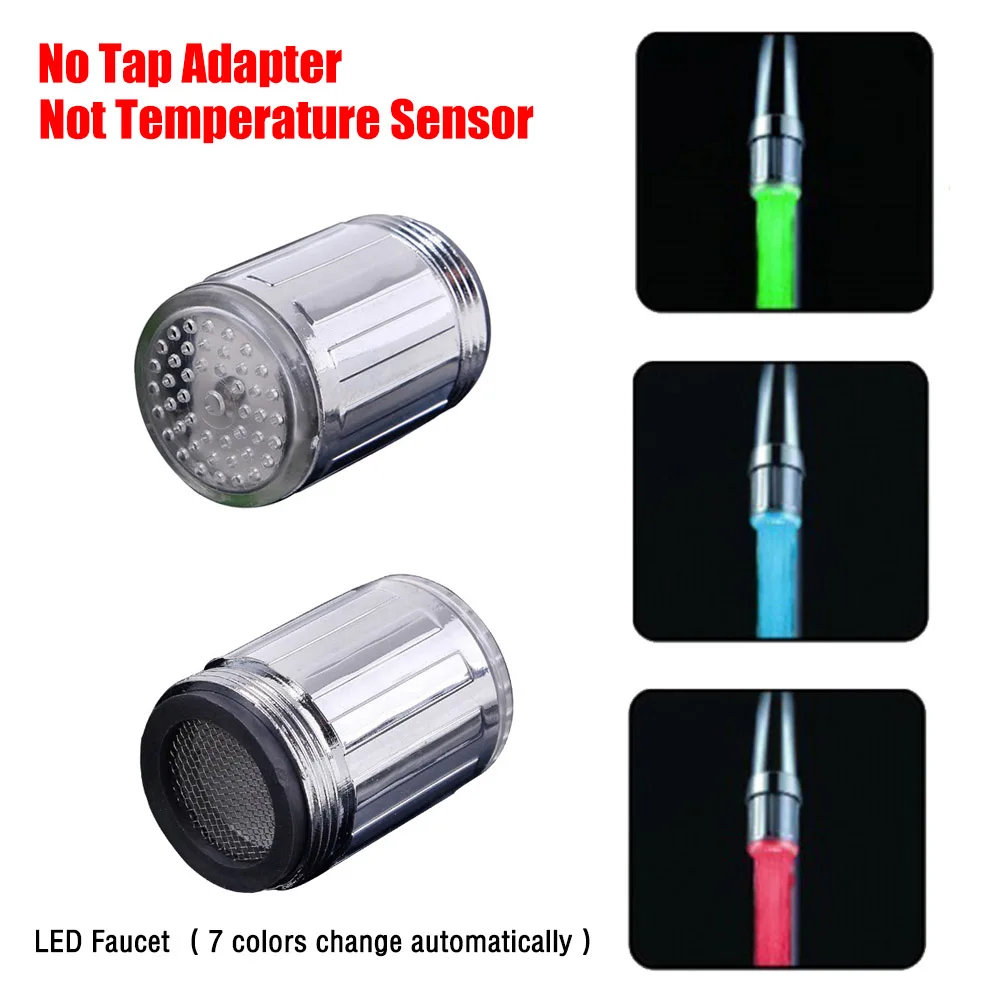 7color No Adapter Датчик температуры для ванной комнаты светодиодный светильник водопроводный кран автоматически светится душевая комната Кухня популярный Смеситель для душа аксессуары - Цвет: 7color No Adapter