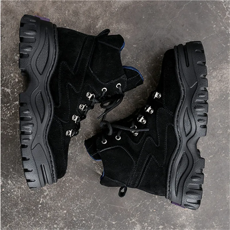 

BuonoScarpe Winter Warm Fur Boots For Women Suede Ankle Boots Lace Up Platform Heels Flat Shoes Thick Sole Woman Botas Mujer