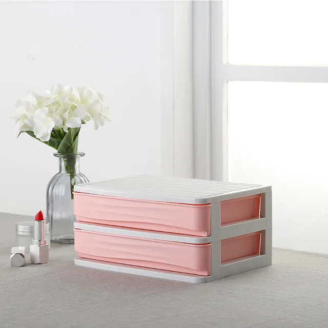 Small 2 layer-pink Пластиковый косметический ящик, органайзер для макияжа, коробка для хранения косметики, контейнер для ногтей, шкатулка, держатель, настольный чехол для хранения - Цвет: Small 2 layer-pink