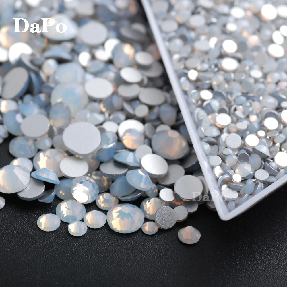 

ss3-ss30 Sizes Glass Crystal White Opal Color Nails Glitter Rhinestones Glass Strass Nail Art Rhinestone For Nail Art Decor