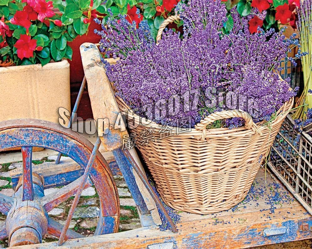 

Diy Diamond Painting Basket of Lavender Diamond Mosaic 5D Embroidery Needlework Handmade Crafts Home Decoration Full rhinestones