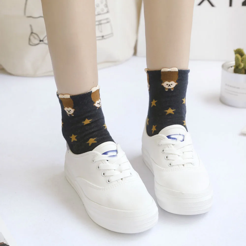 Для женщин милый мультфильм животных зоопарк носки для девочек дамы хлопок