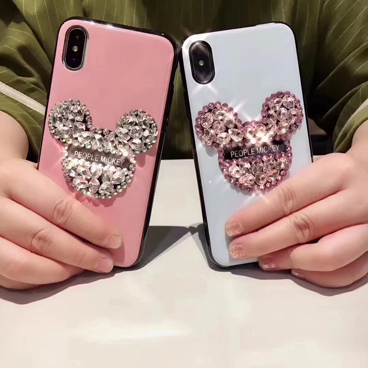 Роскошный мягкий бриллиантовый чехол с Микки для Iphone X XS MAX XR 8 Plus 7 модный