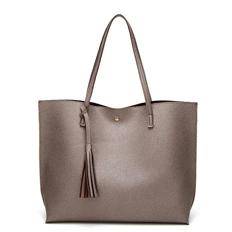 Champagne women bag Большая вместительная сумка для покупок на выходные женская сумка из искусственной кожи женская сумка-мессенджер женская сумка через плечо - Цвет: Champagne women bag