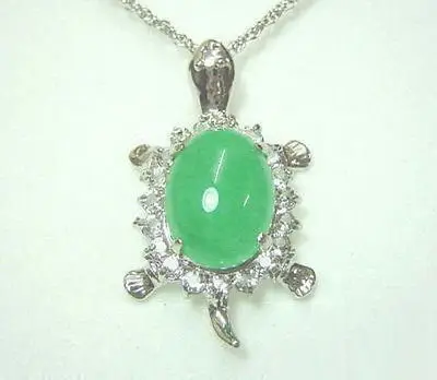 Скидка 30% оптовые цены &ltзеленый нефрит 18KWGP кристалл черепаха кулон и ожерелье |