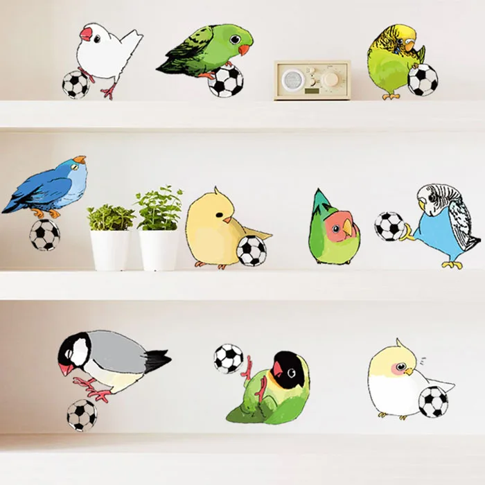[Fundecoration] diy домашний декор птицы попугаи играющие настенные наклейки на тему