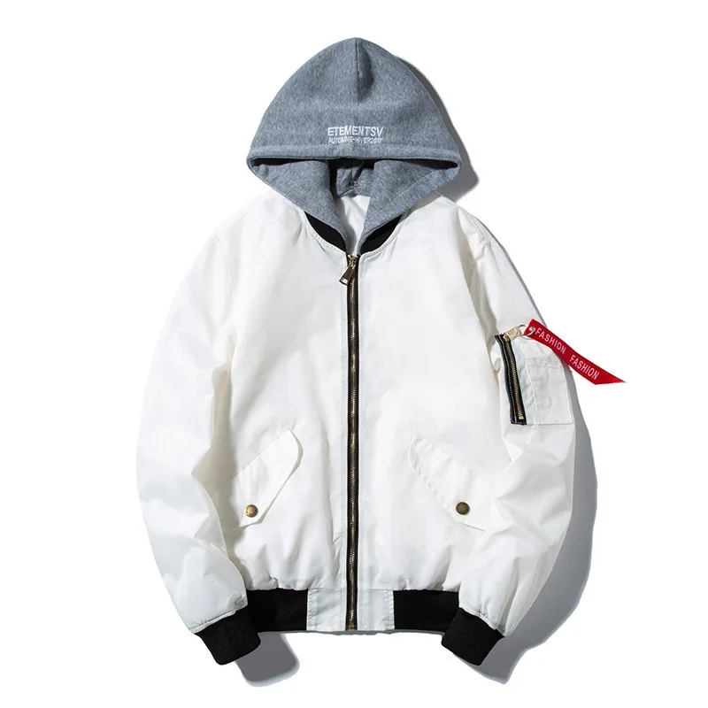 Мужская тонкая куртка-бомбер с капюшоном, уличная куртка Harajuku для мужчин и женщин, Повседневная бейсбольная куртка размера плюс, свободные куртки и пальто, S-5XL - Цвет: Коричневый