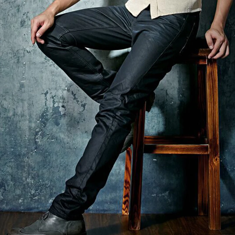 Мужские джинсы Idopy с покрытием корейская мода крутые Вощеные панк Модные