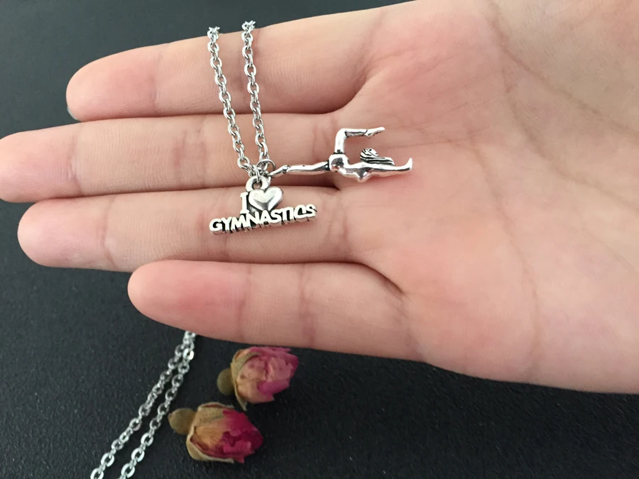 Модные ювелирные изделия для фитнеса гимнастическая девушка I Love Подвеска с надписью гимнастика ожерелье для женщин девушка лучший друг Бодибилдинг подарок