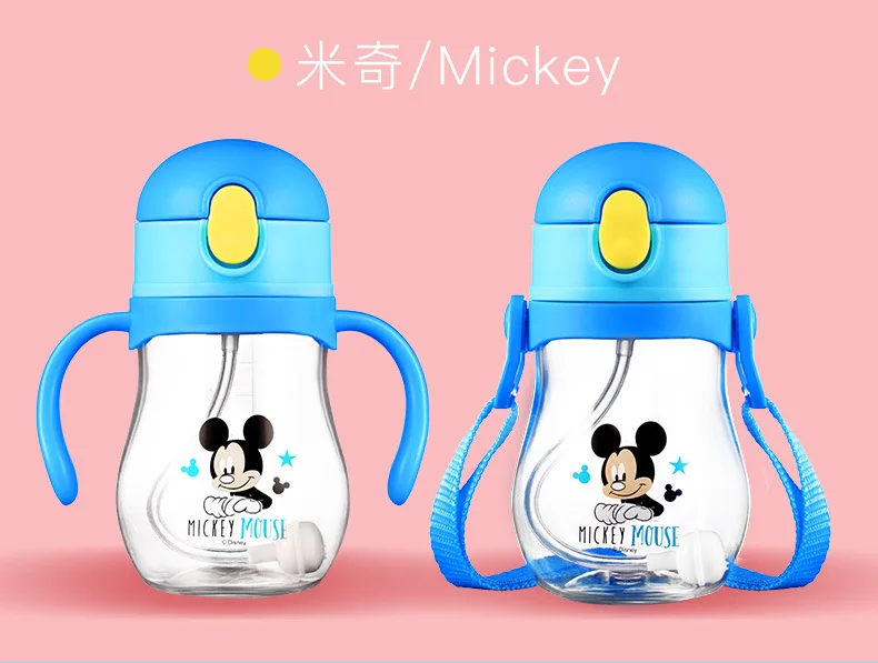 Disney 360 мл Минни Маус, милая Минни Микки Детская кружка для кормления с соломой дети учатся для кормления питья бутылка с ручкой, детский учебный Поильник