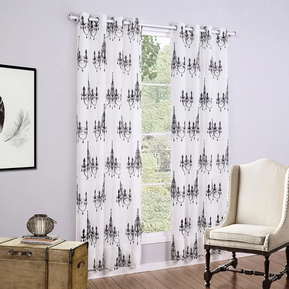 Новый Шторы для окна люстра печати домашнего декора Белый Черный гостиной | Дом и